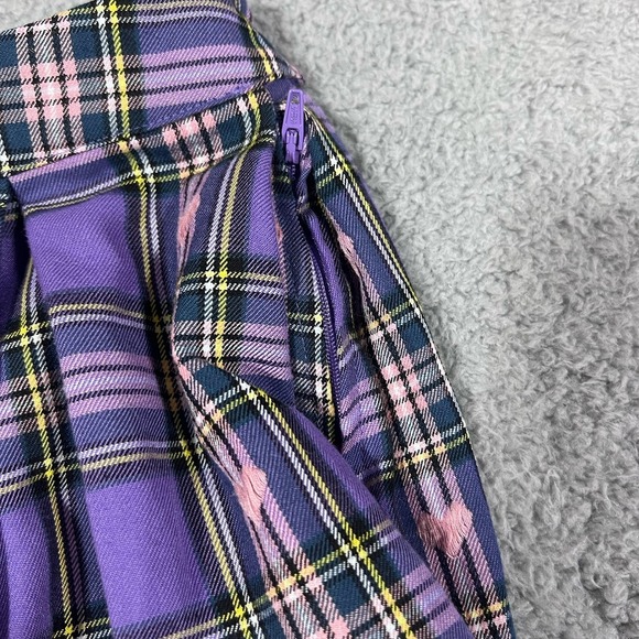 Hot Topic Purple Pink Plaid Hearts Skirt XXL School Girl Punk Mini Short Pleated - Picture 3 of 5